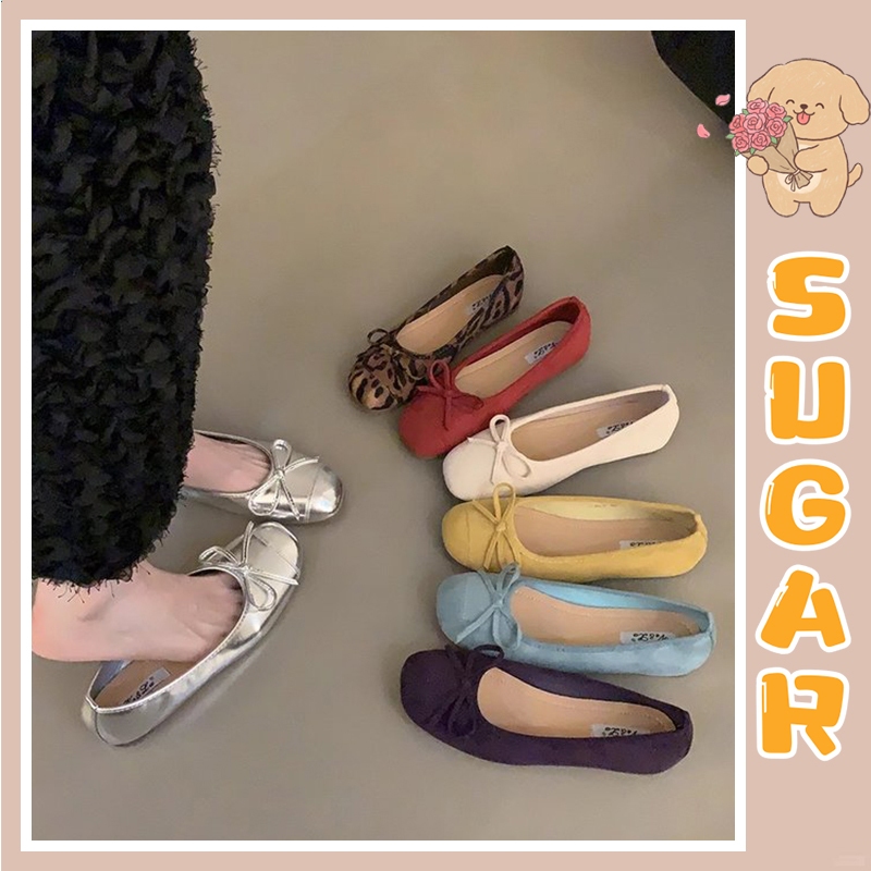 🔥Còn hàng🔥Ballet sneaker Đế mềm Da lộn Thiết kế nơ Giày ballet đỏ(size35-40)