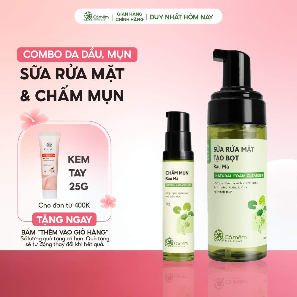 Bộ Đôi Chăm Sóc Da Giúp Sạch Sâu Giảm Mụn Gồm Bọt Rửa Mặt Và Chấm Mụn Cỏ Mềm