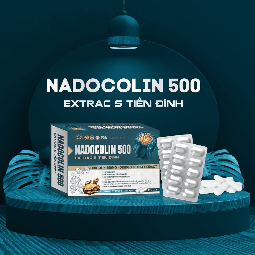 Nadocolin 500 | Bổ Não – Hoạt Huyết Não – Citicoline 500mg + Ginkgo Biloba – Giảm Đau Đầu, Chóng Mặt