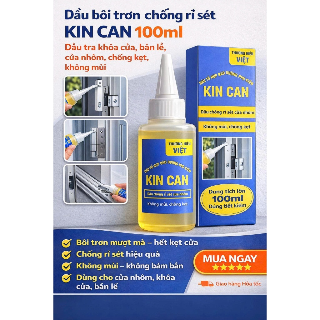 Dầu bôi trơn,chống rỉ sét, bảo dưỡng phụ kiện cữa nhôm , khóa cửa, lề cửa...chai lớn 100ml..