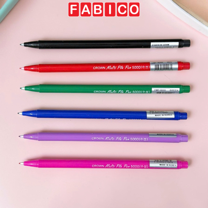 Hộp 6/12 Cây Bút Lông Kim Crown CMP-5000 Ngòi 0.5mm Nhiều Màu - Mực Xanh, Đỏ, Đen, Tím, Hồng