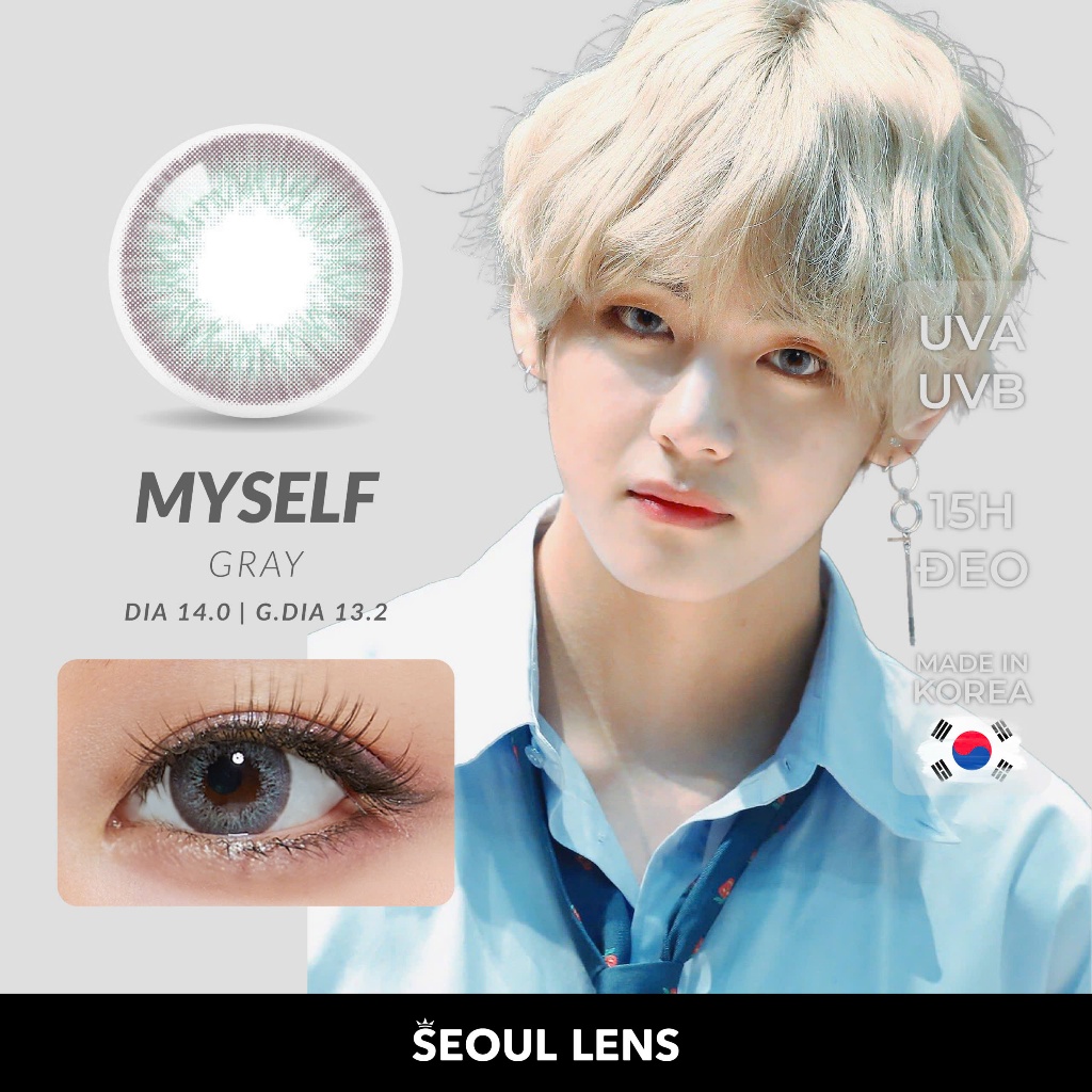 BTS- Lens 1 NGÀY (1𝗖HIẾC ) DNA/ IDOL (myself gray/destiny brown) - Seoullens Kính áp tròng Hàn Quốc