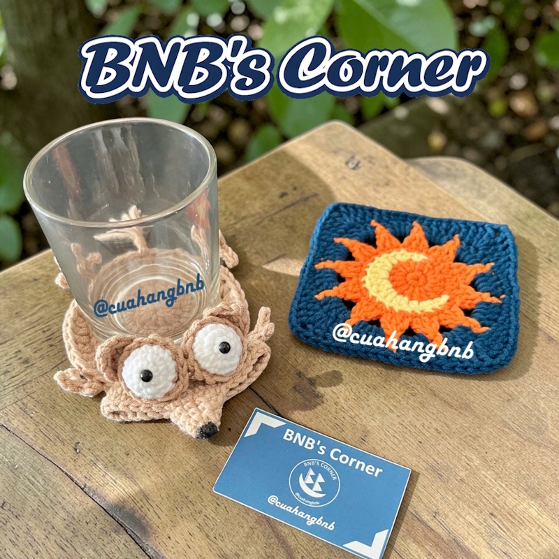 BNB | CÓ SẴN | Lót ly sóc | Quà tặng handmade | Lót ly handmade | Lót ly bằng len