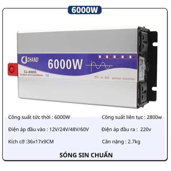 [CHANGI 6000W] BỘ ĐỔI NGUỒN 12V-24V LÊN 220V HÃNG CHANGI 6000W SÓNG SIN CHUẨN