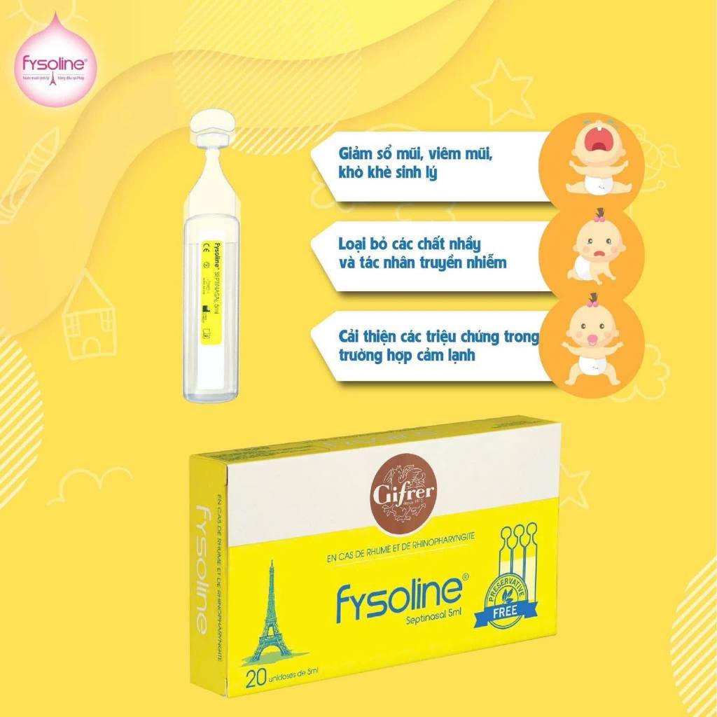 Nước Muối Sinh Lý Pháp Fysoline Hỗ Trợ Giảm Viêm Mũi, Sổ Mũi, Nước Muối Sinh Lý Fysoline Vàng