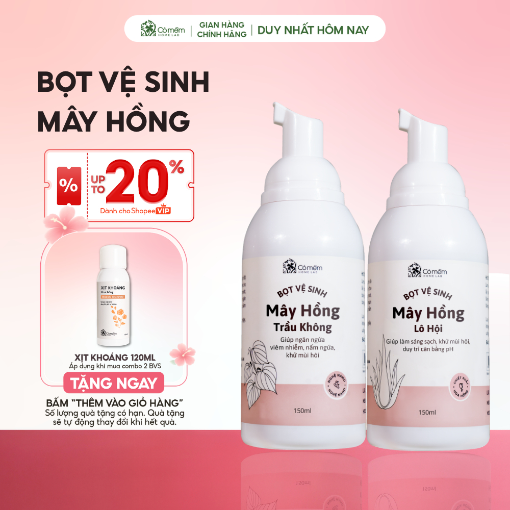 Bọt vệ sinh phụ nữ Mây Hồng Chiết Xuất Thiên Nhiên Cỏ Mềm 150ml