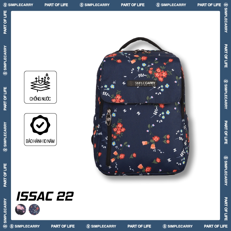 Balo Thời Trang SimpleCarry Issac 22 Họa Tiết Hoa, Ngăn Chứa Rộng Rãi, Trượt Nước