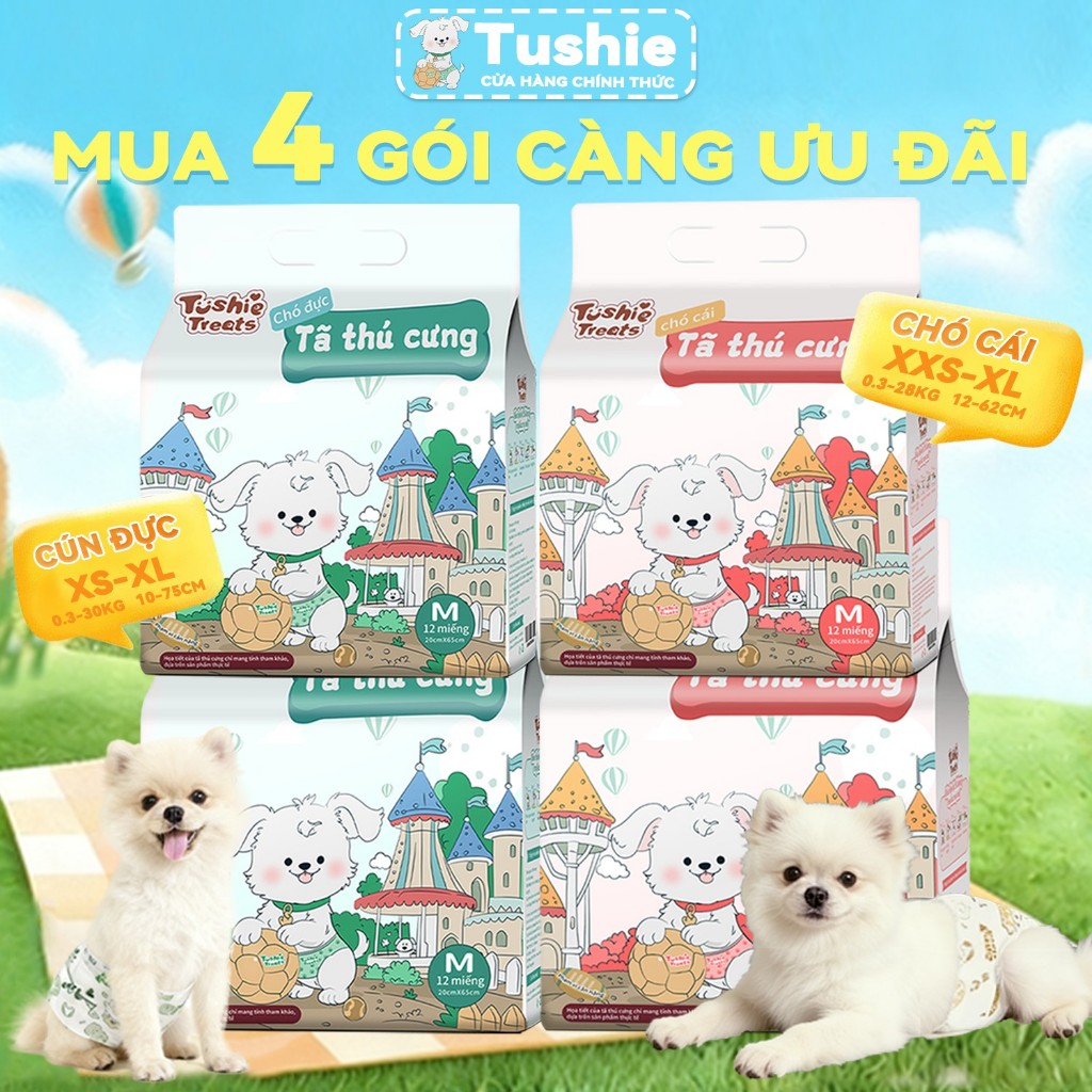 [4 gói]Tã vệ sinh thú cưng, Tã dùng một lần chất lượng cao cho mèo và chó, chống rò rỉ và thấm hút