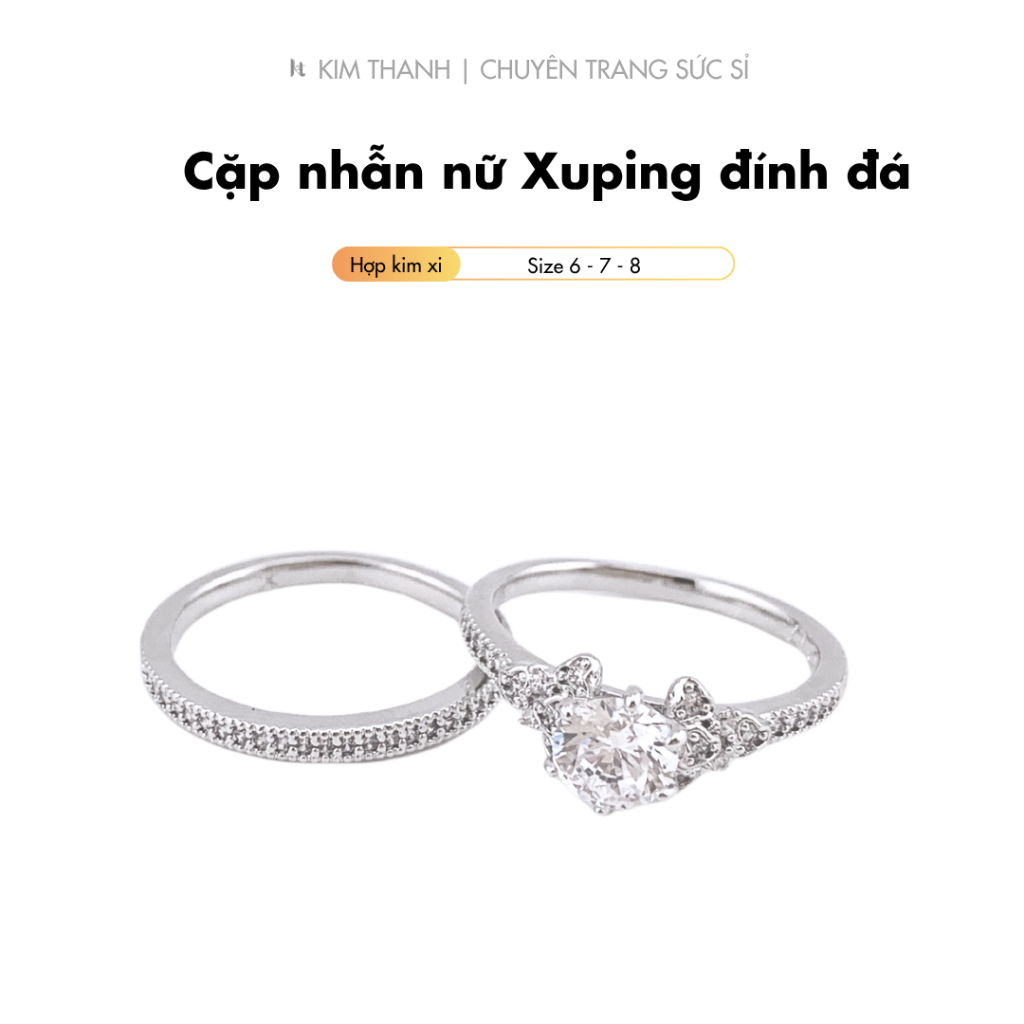 Cặp nhẫn nữ 2 chiếc XUPING đính đá cz