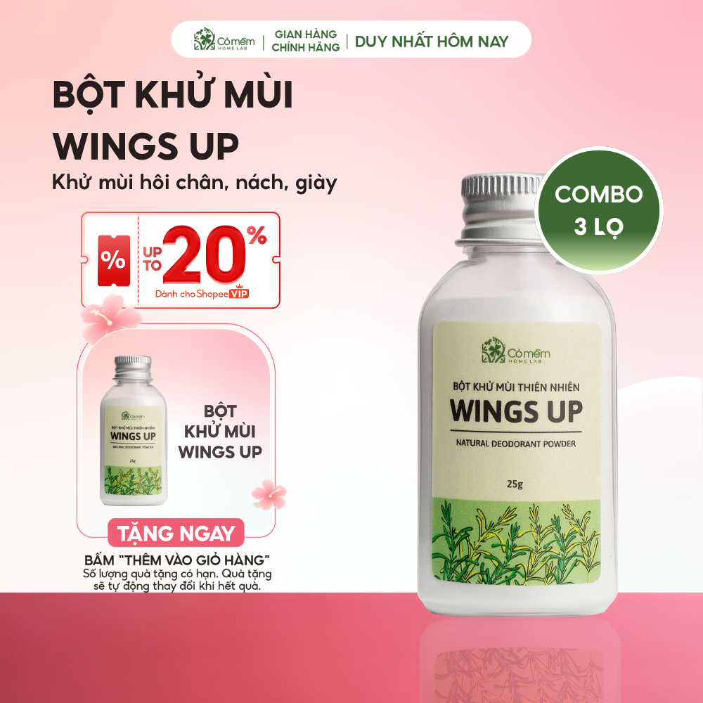 [MUA 3 TẶNG 1] Combo 3 Bột Khử Mùi Wings Up Khử Mùi Hôi Chân Hôi Nách Giày Cỏ Mềm 25g