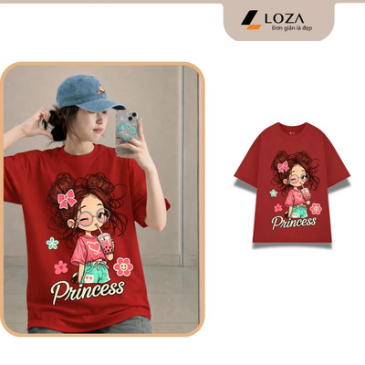 Áo thun unisex nữ hình cô gái chất liệu thun 100% cotton LOZA UX30 - US8493
