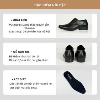 Giày tây nam công sở không dây chất liệu da bò cao cấp, đế cao su non êm ái chỉ khâu