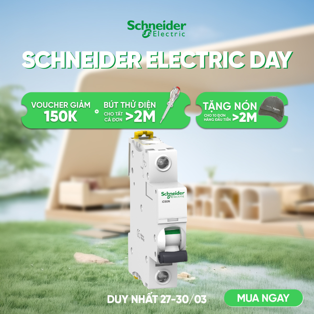 Cầu dao MCB 1P(Át Tép) 6kA dòng Acti9 iC60N - Schneider Electric - A9F74106 A9F74110 A9F74116 A9F741