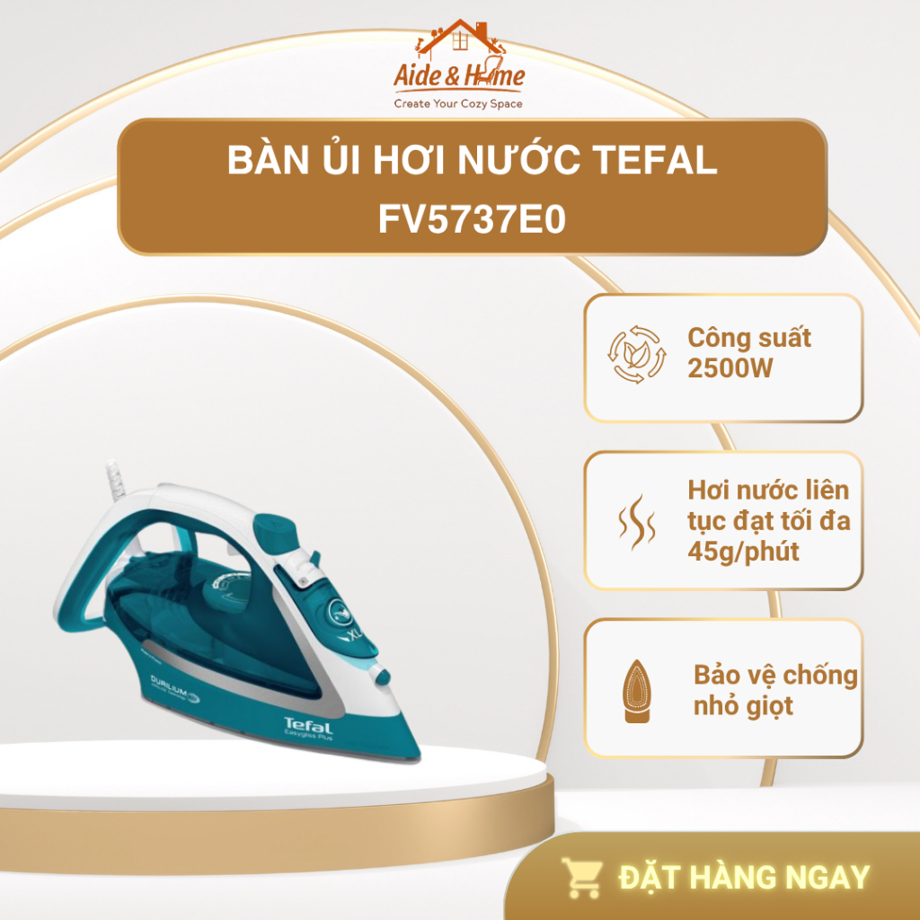 Bàn ủi hơi nước Tefal FV5737E0- sản xuất tại Pháp - dung tích 270ml