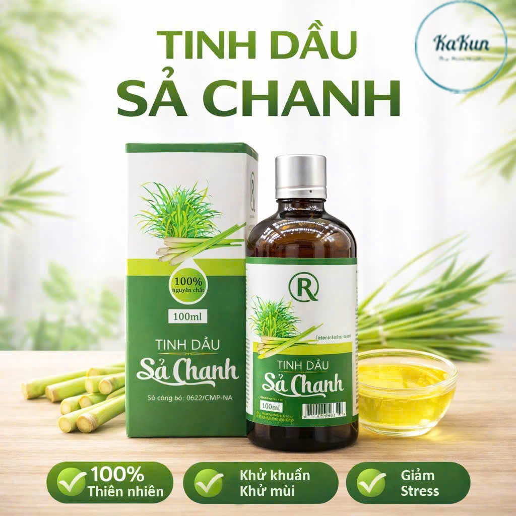 Tinh dầu Sả Chanh Nguyên Chất (100ml) I Tinh dầu đuổi muỗi I Xông phòng I Thơm phòng (Loại 1)