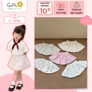 Chân Váy xòe cho bé gái vải thô in hoa nhí, Chân váy hoa nhí có quần bảo hộ lưng thun bé - Little G.A.O