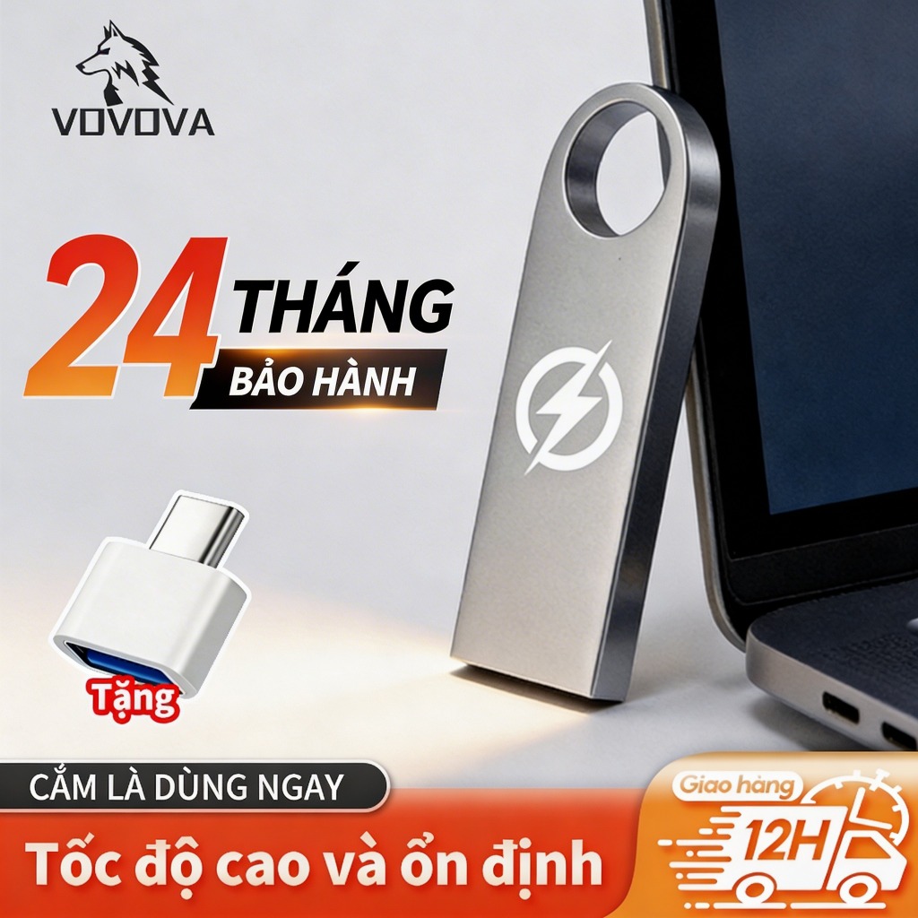 VOVOVA USB Flash Drive Tốc Độ Đọc Cao, USB 3.0, Vỏ Kim Loại, Chống Nước, 128/64/32/16/8Gb