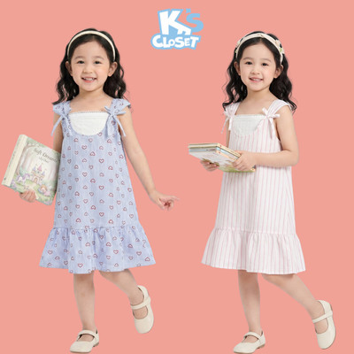 Váy Sát Nách K'S CLOSET Chất Liệu Vải Cotton Thô Cho Bé Gái (2-10 tuổi) từ 10kg-38kg E019SIS