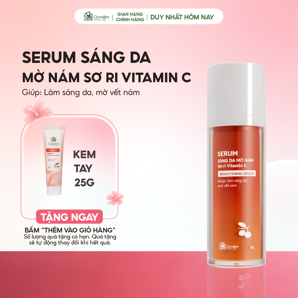 Serum Vitamin C Giúp Sáng Da Mờ Vết Nám Tàn Nhang Dưỡng Da Chiết Xuất Sơ Ri Cỏ Mềm 30gr