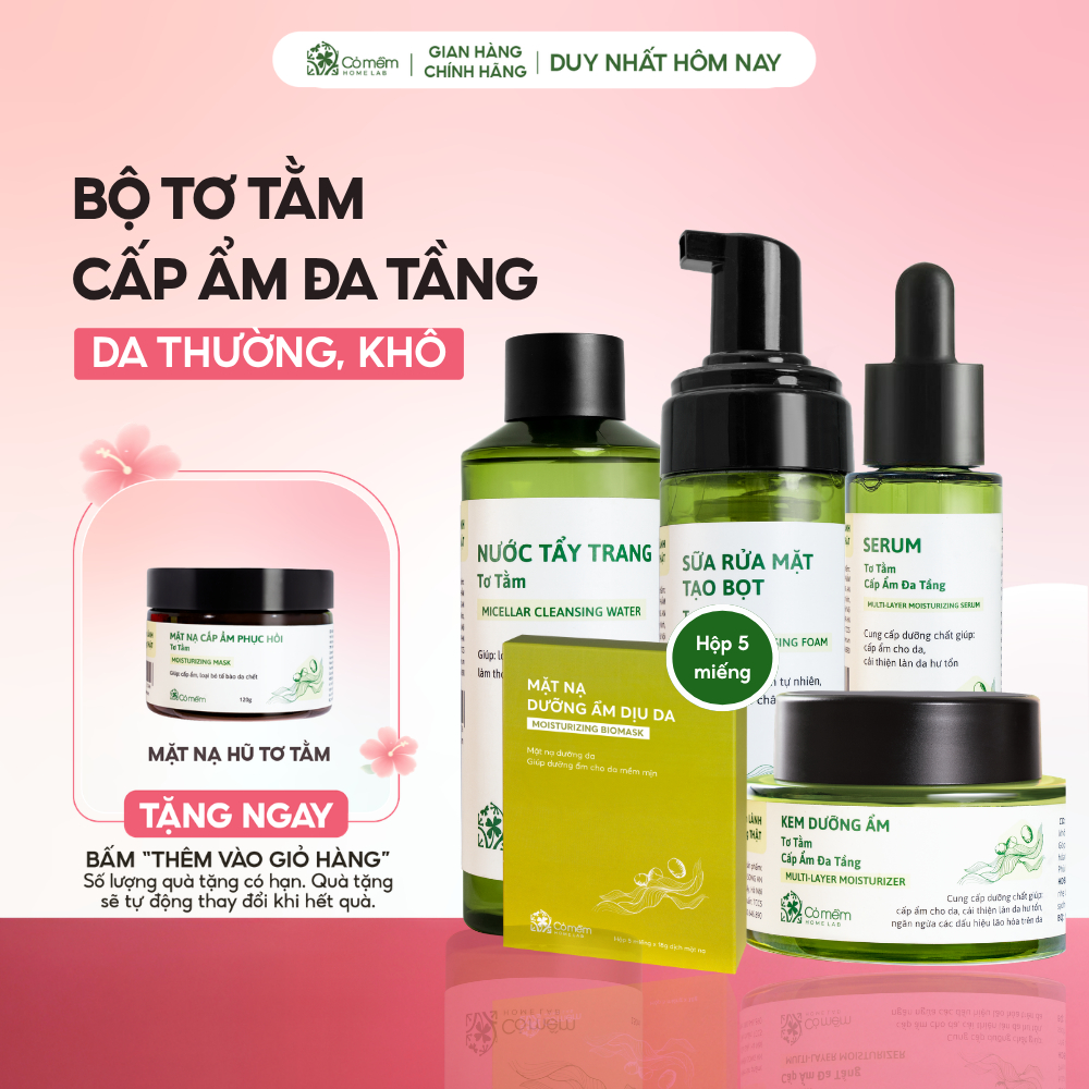 Bộ Chăm Sóc Da Chuyên Sâu Ngăn Ngừa Lão Hoá Căng Mịn Từ Tơ Tằm Cỏ Mềm