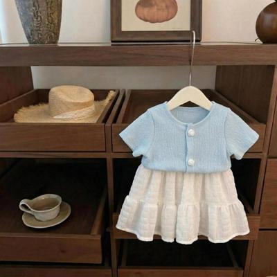 Set Áo Sơ Mi Muslin Đính Nút Hoa Chân Váy Cho Bé Gái 1-8 Tuổi MINTSCLOSET Quảng Châu - GS1493