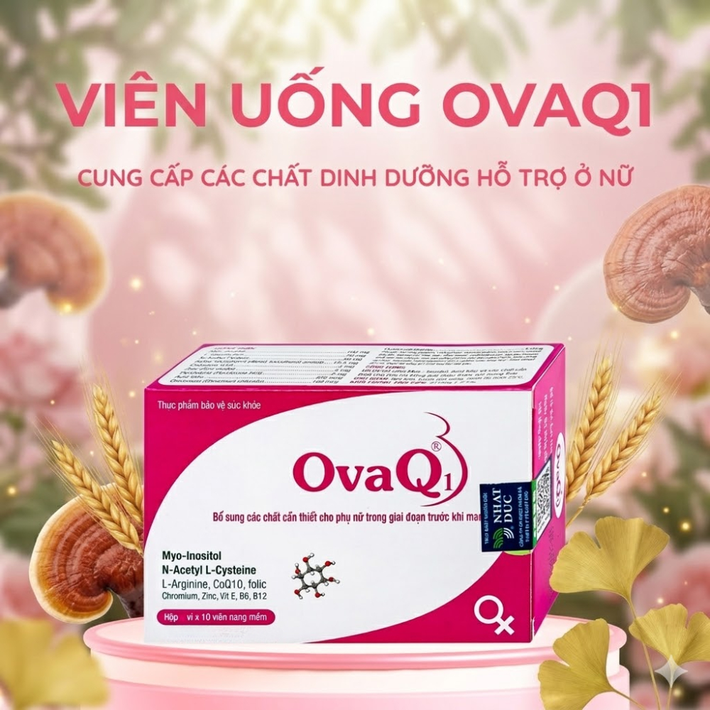 Viên Uống OvaQ1 - Hỗ Trợ Tăng Khả Năng Thụ Thai, Bổ Trứng & Cân Bằng Nội Tiết (Hộp 60 Viên)