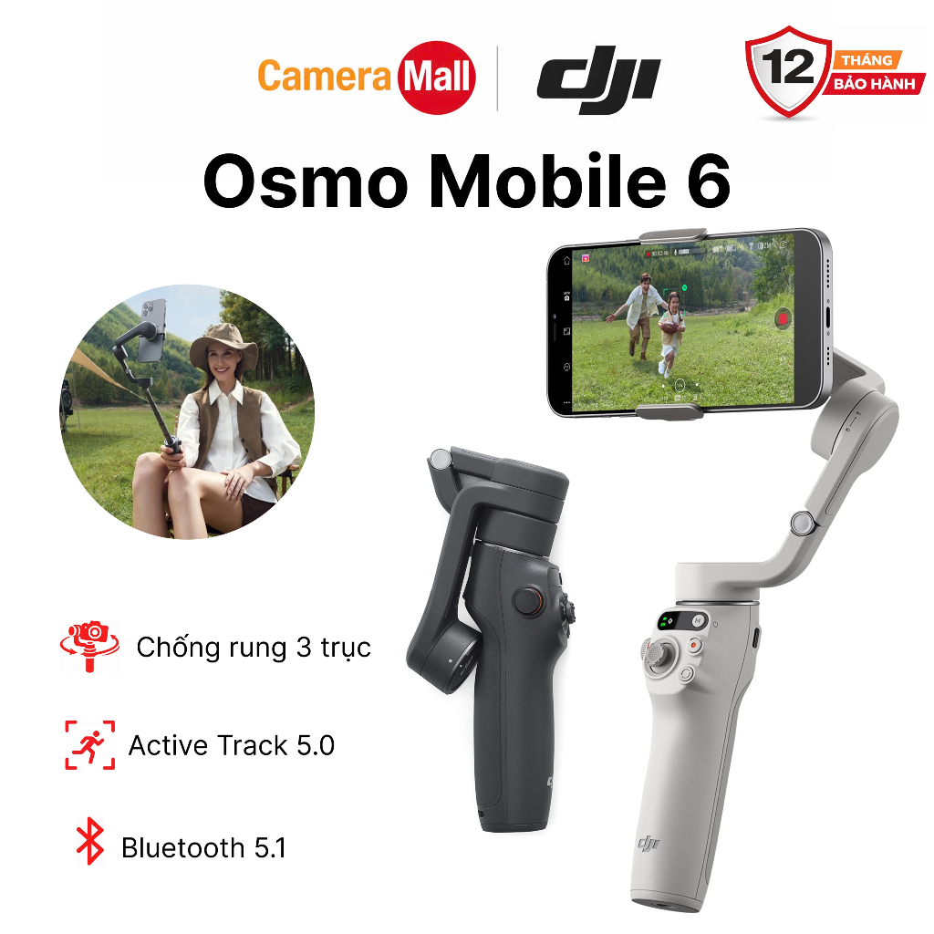 DJI Osmo Mobile 6 – Gimbal chống rung điện thoại gọn nhẹ, có thể kéo dài, vòng zoom mượt Chính Hãng