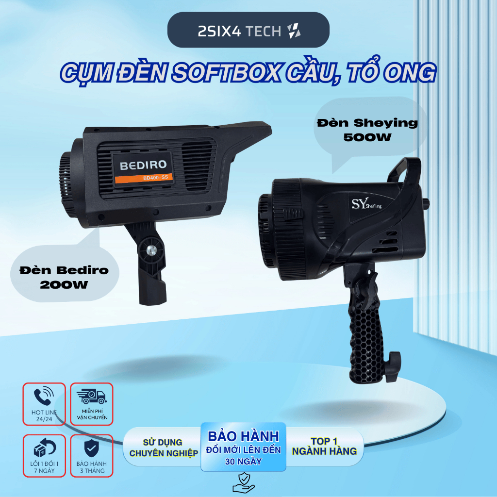 Cụm Đèn Bediro, Sheying Dành Cho Softbox Studio, Đèn Softbox Cầu, Đèn Softbox Tổ Ong, Softbox Chữ Nh