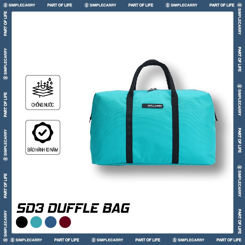 Túi Du Lịch SimpleCarry Duffle SD3 Màu Xanh/Tím, Ngăn Thoáng Rộng, Có Quai Xách, Quai Đeo Chắc Chắn
