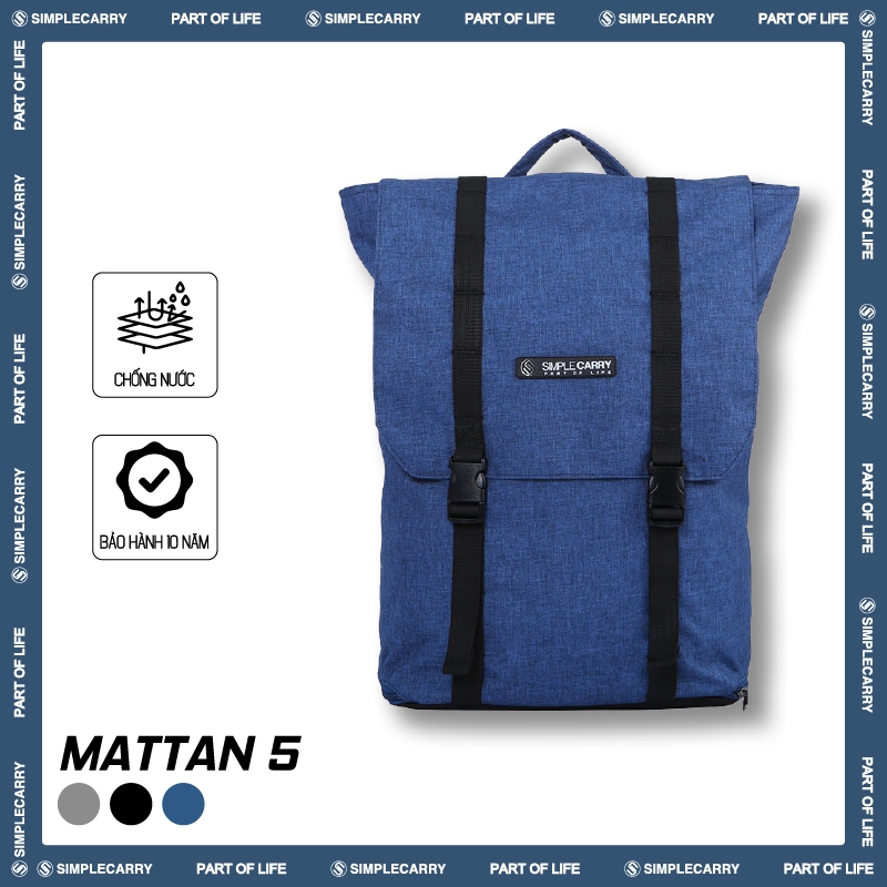 Balo Nam Nữ SimpleCarry Mattan 5 Nhiều Ngăn, Có Ngăn Ẩn, Có Nắp Đậy