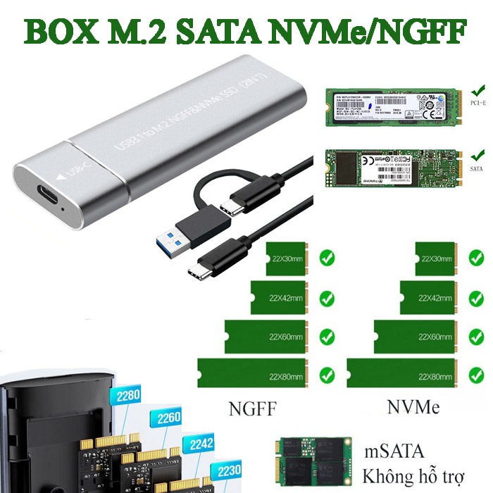 Box M.2 SATA NVMe / NGFF