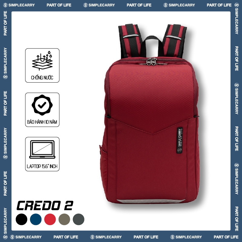 Balo Phong Cách Hàn Quốc SimpleCarry Credo 2 Vải Dạ Quang, Có Lưới Thoát Hơi, Đựng Vừa Laptop 15.6 Inch