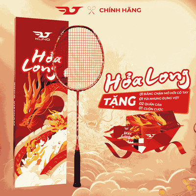 Vợt Cầu Lông KUNO Hỏa Long Thiên Công 4U Chính Hãng Tặng Kèm 2 Quấn Cán, 1 Thấm Hút Mồ Hôi, 1 Túi Nhung Đựng Vợt HL001