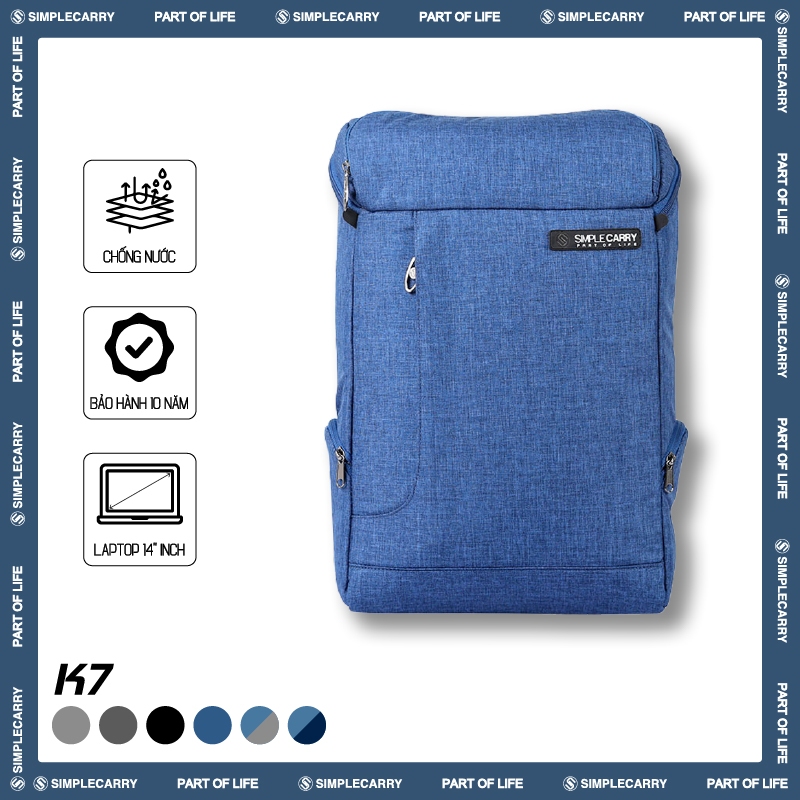 Balo Công Sở & Đi Học Nam Nữ SimpleCarry K7 Thiết Kế Nhiều Ngăn, Túi Hình Hộp, Chống Sốc Tốt