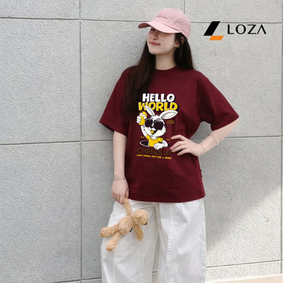 Áo thun unisex nam nữ in hình Thỏ chất liệu thun 100% cotton LOZA UX30 - US8496
