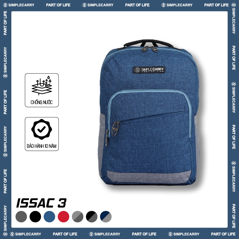 Balo Học Sinh Cho Bé SimpleCarry Issac 3 Nhiều Màu, Có Miếng Dạ Quang, Chất Liệu Vải Cao Cấp