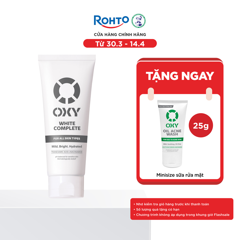 Sữa rửa mặt cho nam OXY sạch dịu nhẹ, sáng da OXY White Complete 100g