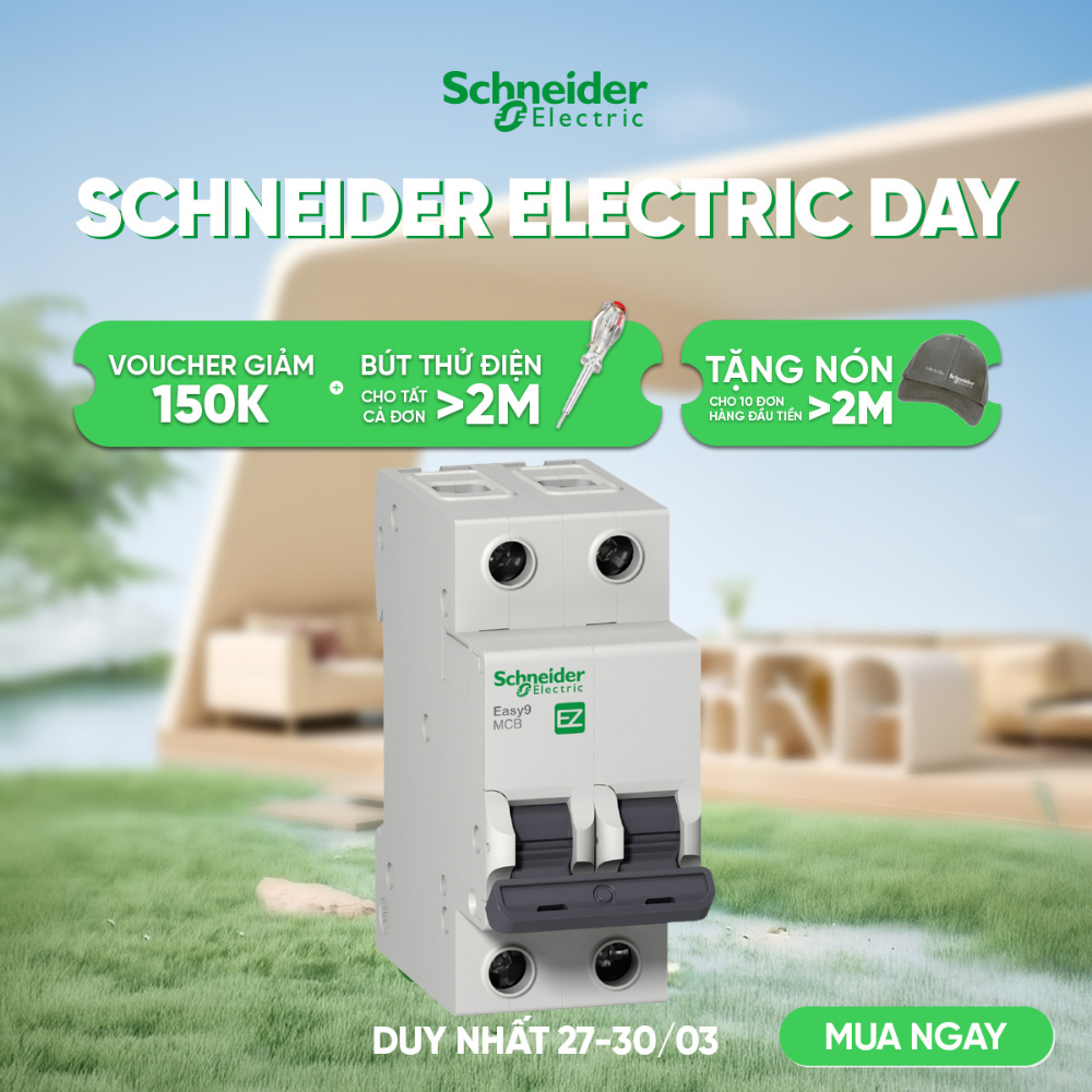 MCB 2P 4,5kA Easy9 Schneider EZ9F34206 EZ9F34210 EZ9F34216 EZ9F34220 EZ9F34225 EZ9F34232 EZ9F34240 E