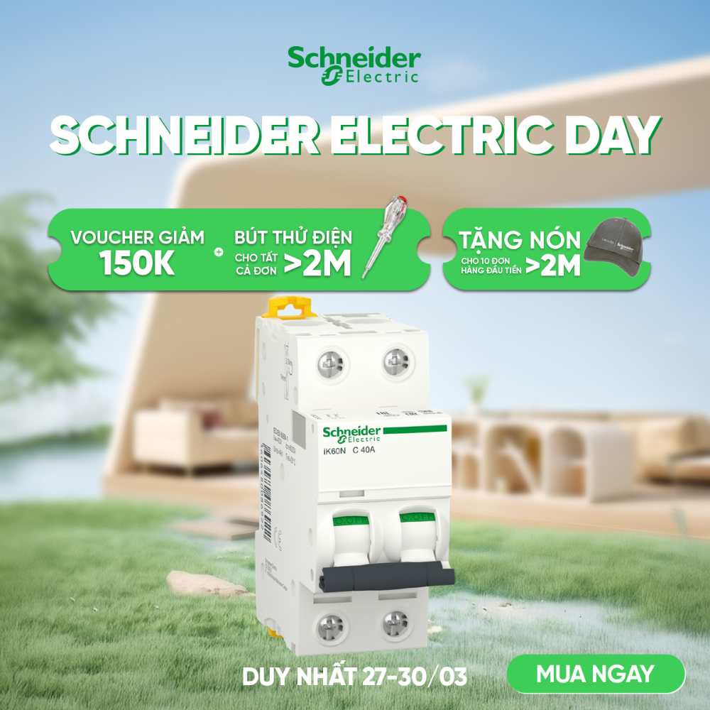 Aptomat 2P 6kA dòng Acti9 iK60N - Schneider Electric - A9K24240 A9K24250 A9K24263