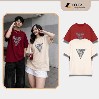 Áo thun unisex nam nữ in chữ chất liệu thun 100% cotton LOZA UX30 - US8499