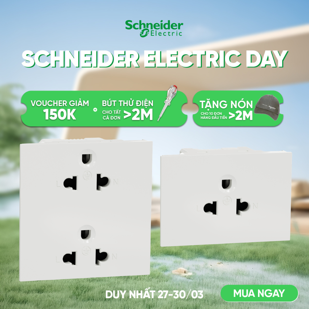 Hạt ổ cắm 3 chấu dòng AvatarOn A Cắm Nhanh 16A Trắng 250VAC IP20 - Schneider Electric - M3T426UST_WE