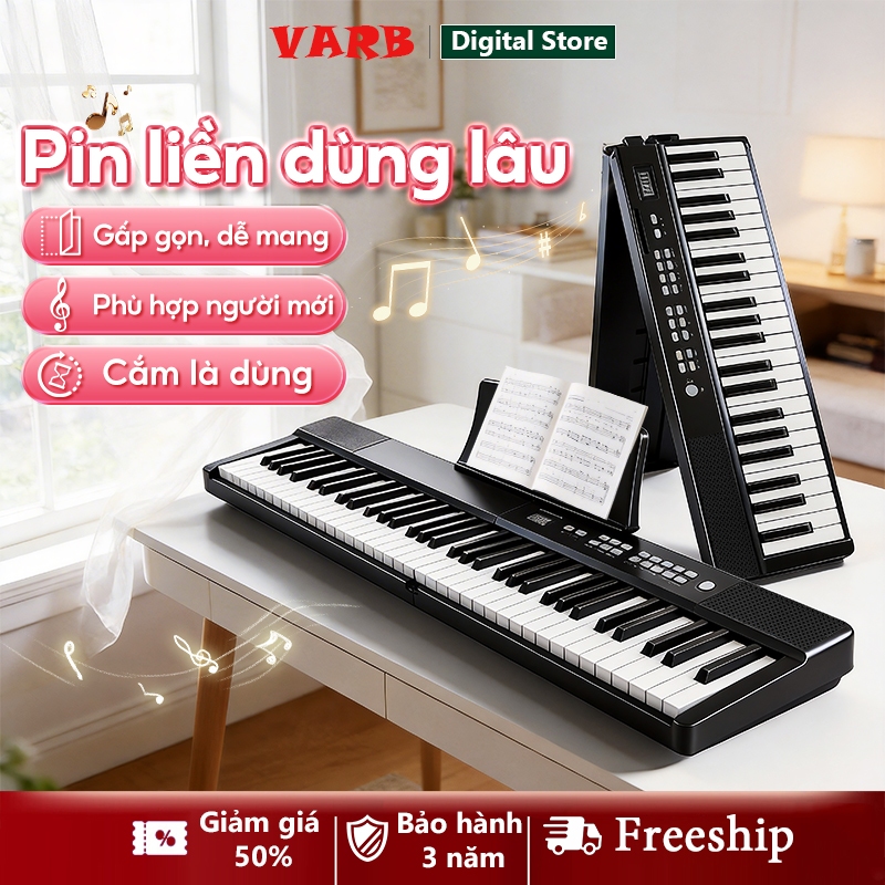 Đàn Piano 61 Phím Gập Gọn Bluetooth Pedal Giá Nhạc - Đàn Keyboard Cho Bé (Phích Châu Âu, Bảo Hành 12