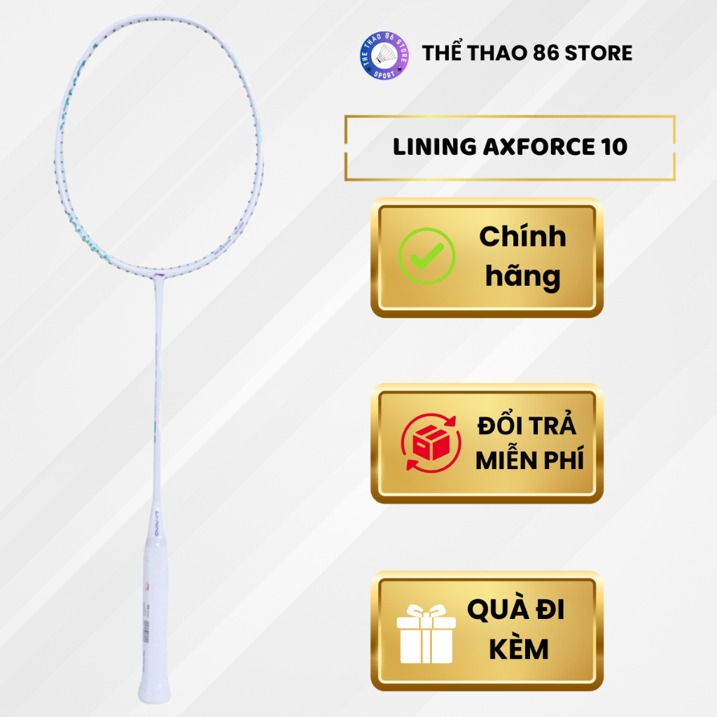 VỢT CẦU LÔNG LNING AXFORCE 10 TRẮNG CHÍNH HÃNG, TẶNG TÚI ĐỰNG VỢT VÀ CUỐN CÁN XỊN XÒ
