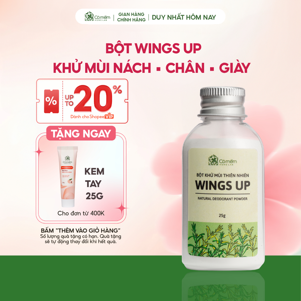Bột Khử Mùi Wings Up Khử Mùi Hôi Chân Hôi Nách Giảm Tiết Mồ Hôi Hôi Cỏ Mềm 25g
