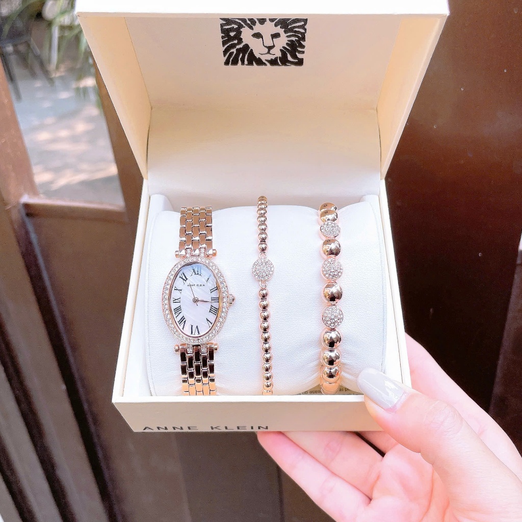 Đồng hồ nữ dây thép Anne Klein Quartz Set Rose Oval 22mm