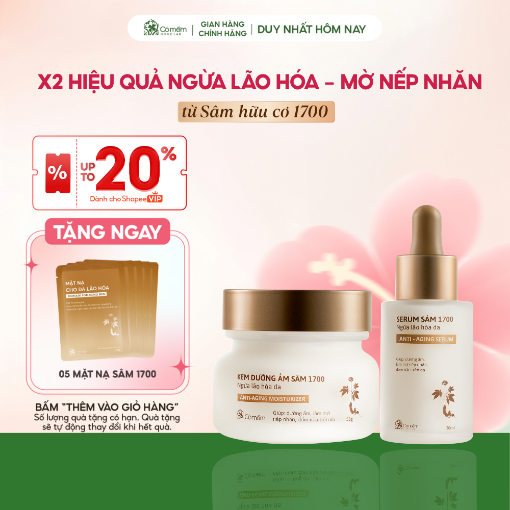 Bộ Đôi Serum Kem Dưỡng Cấp Ẩm Ngừa Lão Hoá Sâm 1700 Làm Mờ Đốm Nâu Nếp Nhăn Da Cỏ Mềm