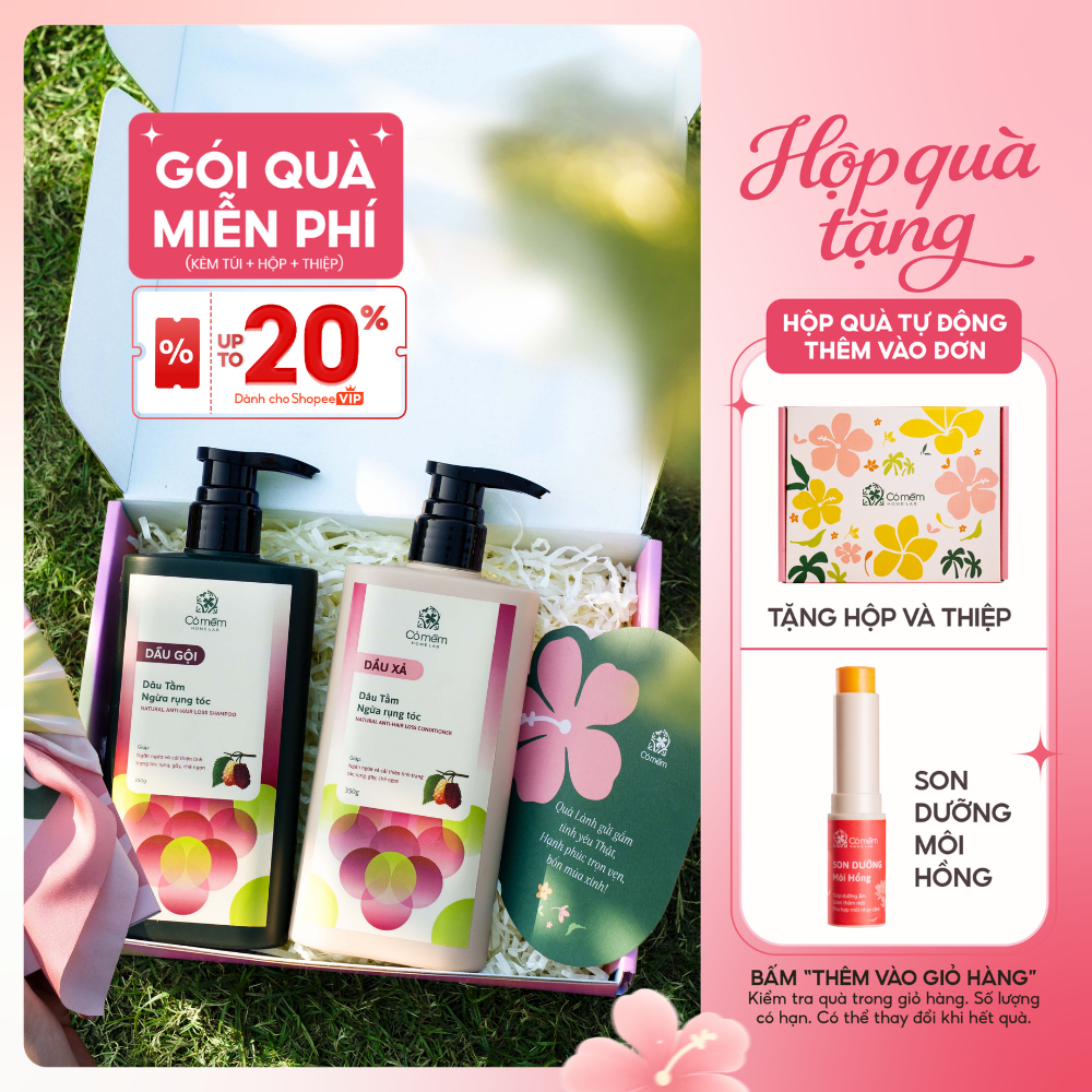 [Hộp Quà Tặng] Bộ Gội Xả Giúp Giảm Gãy Rụng Phục Hồi Tóc Hư Tổn Cỏ Mềm