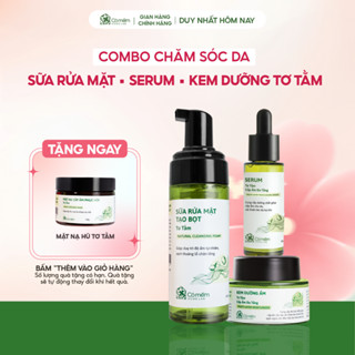 Bộ Chăm Sóc Da 3 Bước Sữa Rửa Mặt Serum Kem Dưỡng Tơ Tằm Cấp Ẩm Phục Hồi Cỏ Mềm