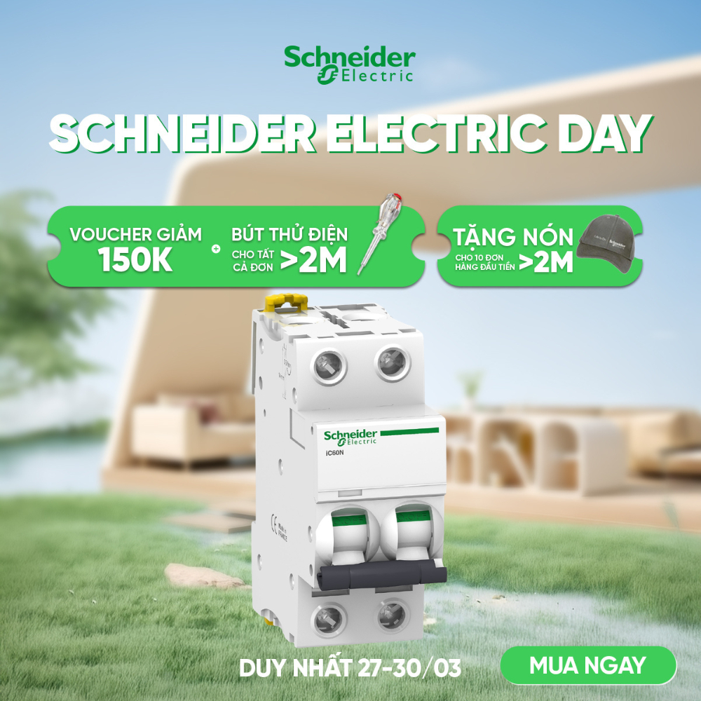 Cầu dao MCB 2P 6kA dòng Acti9 IC60N Schneider Electric - A9F74206 A9F74210 A9F74216 A9F74220 A9F7422