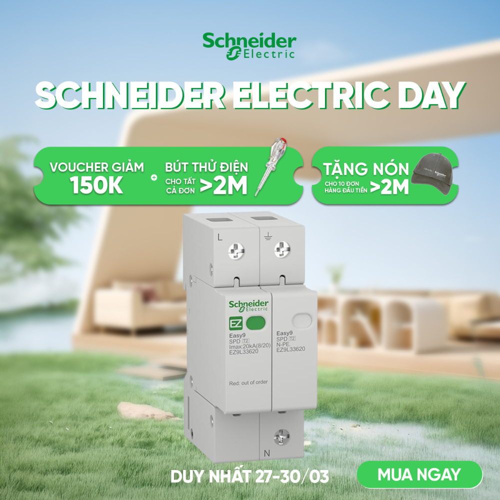 Thiết bị chống sét lan truyền SPD dòng cắt 20kA loại 1P+N dòng Easy9 - Schneider Electric - EZ9L3362